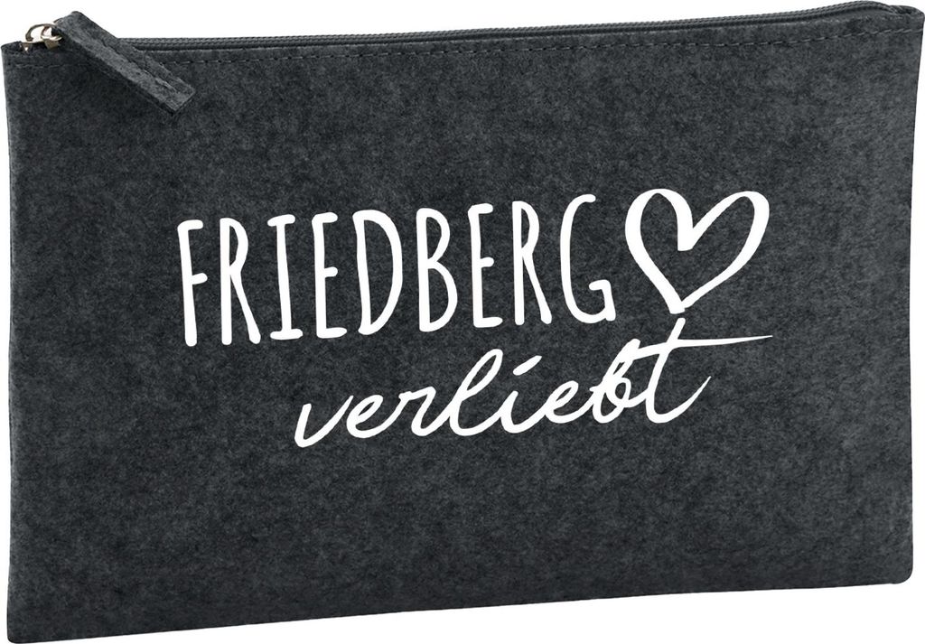 Huuraa Kulturbeutel Friedberg verliebt 1 Liter Charcoal Filz Kosmetiktasche Geschenkidee