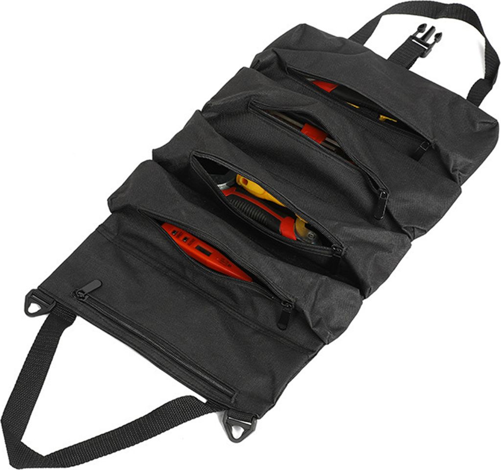 Tragbare Werkzeug-Aufbewahrungstasche, groß, 5 Fächer, Reißverschluss, wasserdicht, strapazierfähig, für Hardware-Werkzeugsatz, Rolltasche, Re...
