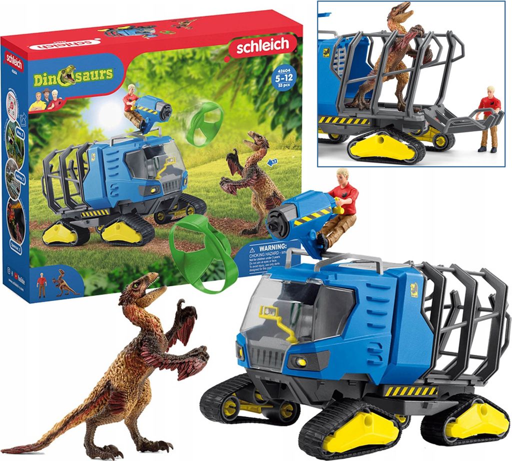 SLH42604 Schleich Dinosaurus - Dinosaurier-Erkundungsfahrzeug, Figuren für Kinder ab 4