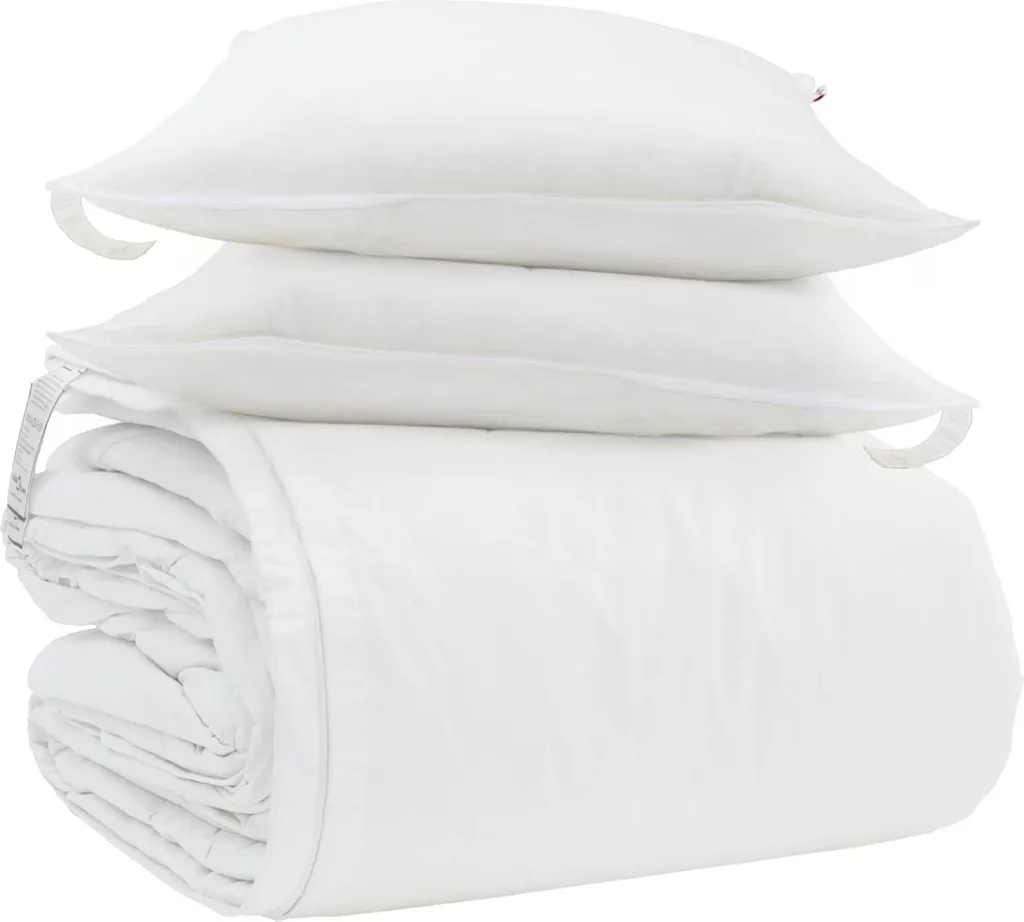 vidaXL Set di piumini con cuscini 3 pezzi Piuma bianca - 1