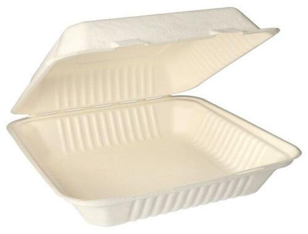 5x PAPSTAR 25 Menüboxen, Zuckerrohr "pure" ungeteilt 8 cm x 25,5 cm x 25,5 cm weiss | Unbekannte Einheit (25 Stück)