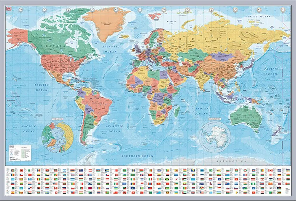 Carte du Monde 2020 Shinsuke avec cadre argenté et vitre acrylique