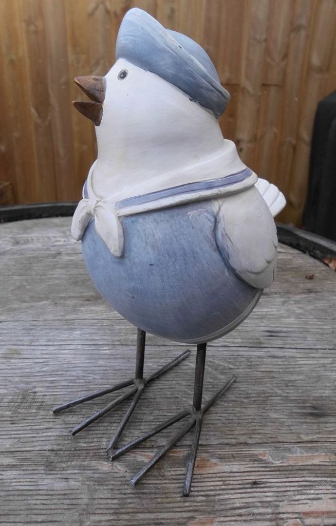 Dicke Möwe im Matrosenanzug Statue maritimes Deko-Objekt Holz Handarbeit