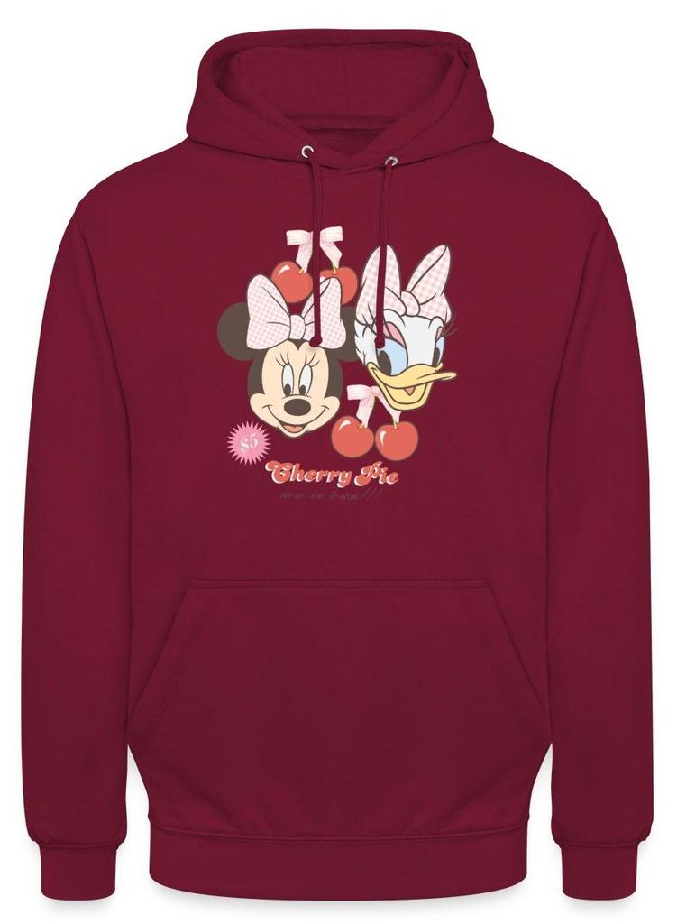 Mickey & Minnie Cherry Pie Minnie & Daisy Uni Hoodie, M, Bordeaux