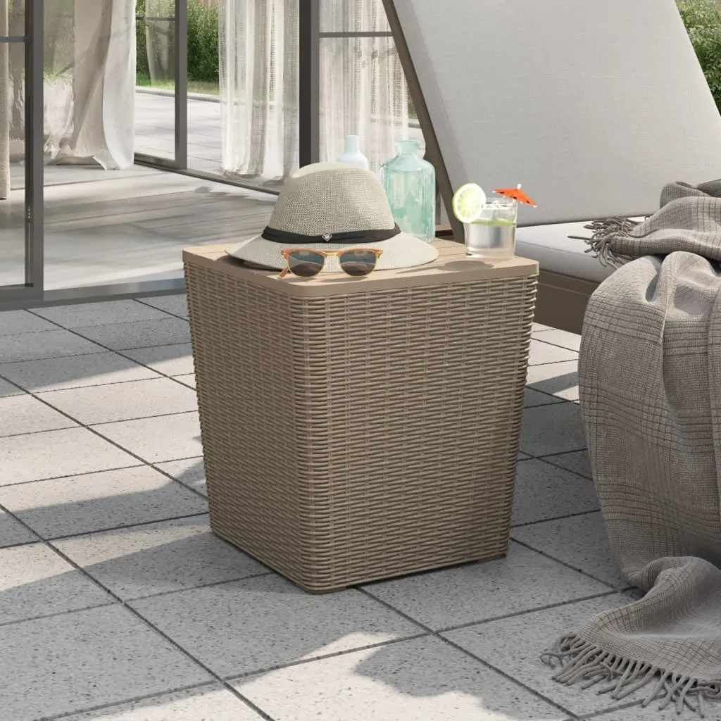 The Living Store Table de Jardin avec Plateau Amovible Marron Clair