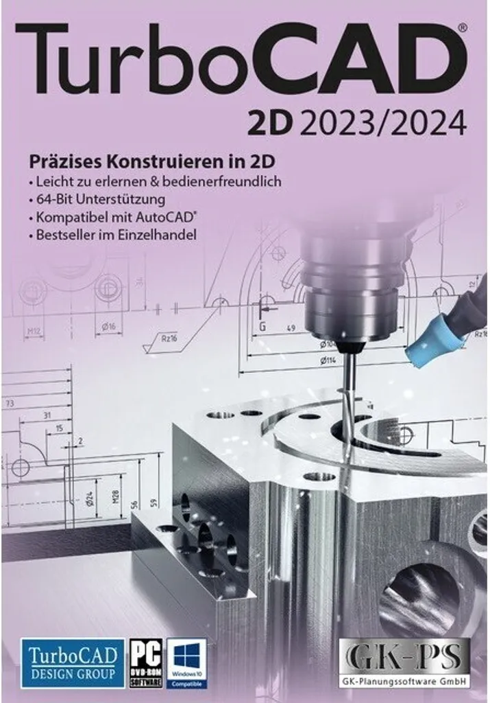 Logiciel de Plan TurboCAD 2D 2023/2024 pour PC Licence Permanente DE