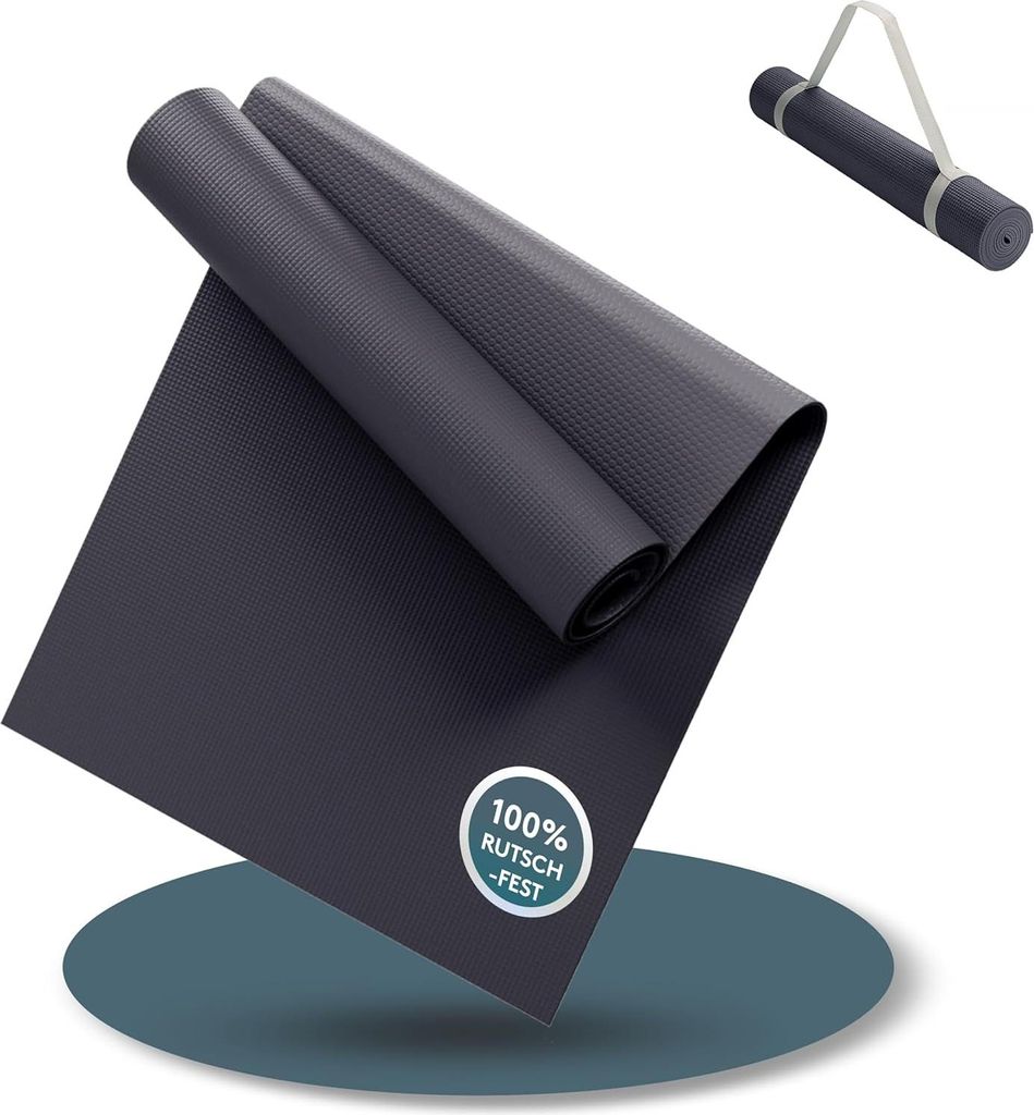 Yogamat Türkis 180x60 cm Inklusive Tragegurt Sport- und Yogamat Extra Rutschfest 4 mm Dicke Gymnastikmatte Fitnessmatte Workout Yoga Sportmatte F...