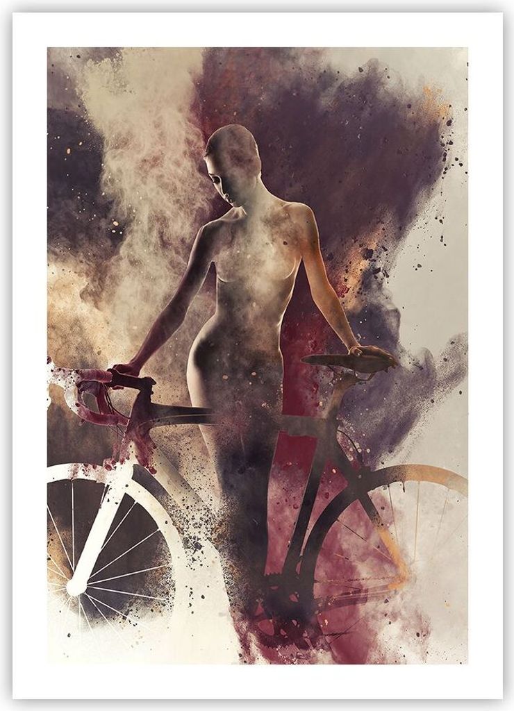 Poster - Poster ohne Rahmen - Körper Mädchen Fahrrad Illustration - 50x70 cm - Wand Bild - Wanddeko - Wandbilder - Kunstposter - Wandposter - Bil...