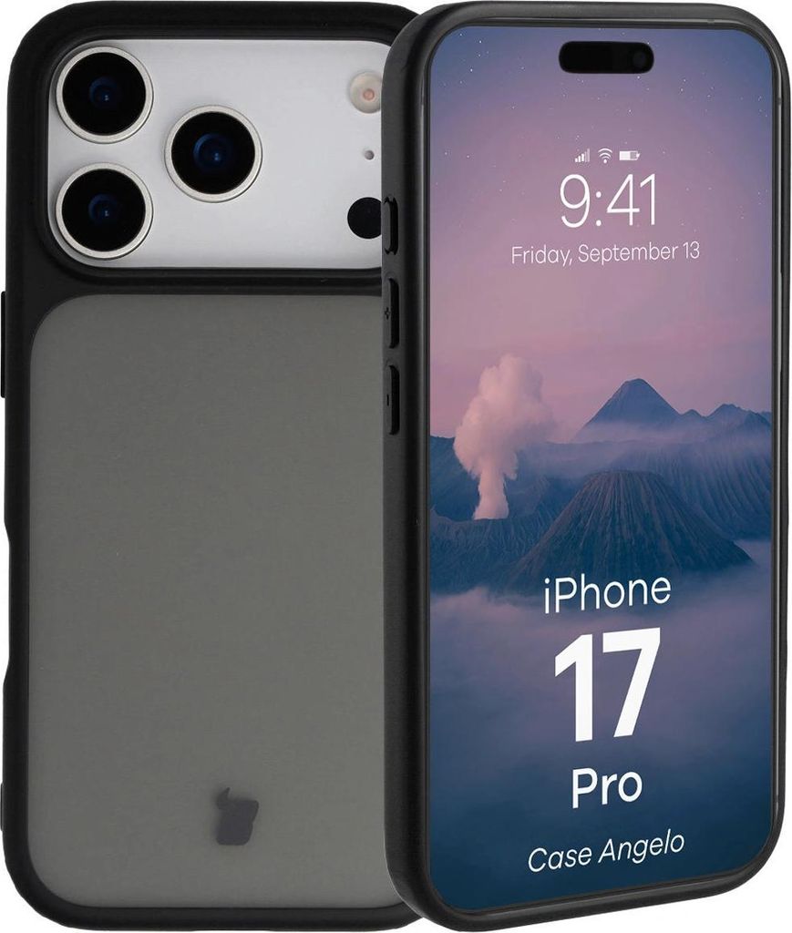 Bizon Case Angelo Apple iPhone 17 Pro rauchig mit schwarzem Rahmen