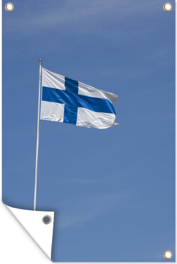 MuchoWow 80x120 cm Outdoor-Poster Gartendeko Sichtschutz Garten Poster für den Garten Die Flagge von Finnland mit blauem Himmel