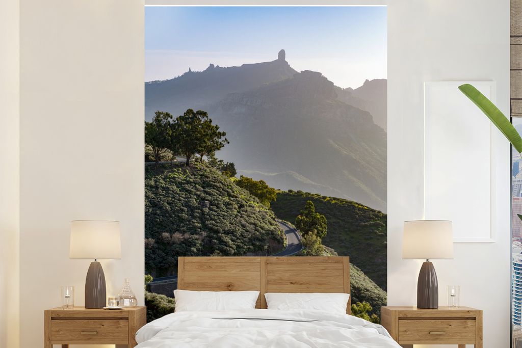 MuchoWow Fototapete für Wohnzimmer oder Schlafzimmer Wandtapete Vinyl Motivtapete Eine Straße nach Roque Nublo auf Gran Canaria - 160x240 cm - ...
