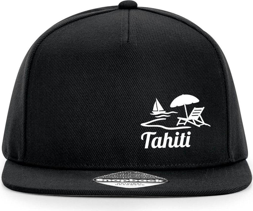 Huuraa Cappy Mütze Tahiti Inselmotiv Französisch-Polynesien Black Polyester Snapback Kappe Geschenkidee