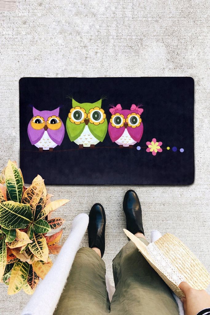 Conceptum Hypnose, Pvc- Pvc Three Owls CHL, Bunt, Fußmatten, 40 x 60 cm, 100% PVC