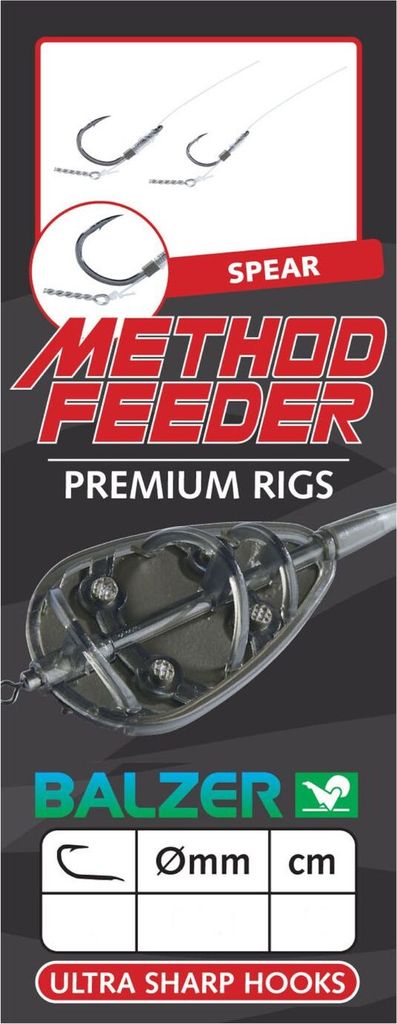 Balzer Premium Method Feeder Haken mit Speer 10cm - 6 gebundene Angelhaken, Hakengröße/Schnurdurchmesser:Gr. 8 / 0.28mm