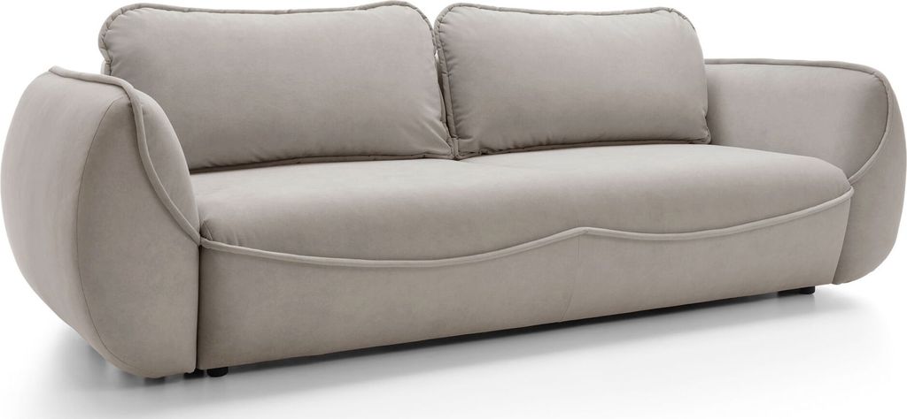 Selsey Cutie – Sofa 3-Sitzer mit Schlaffunktion & Stauraum, Easy-Clean Velours, beige