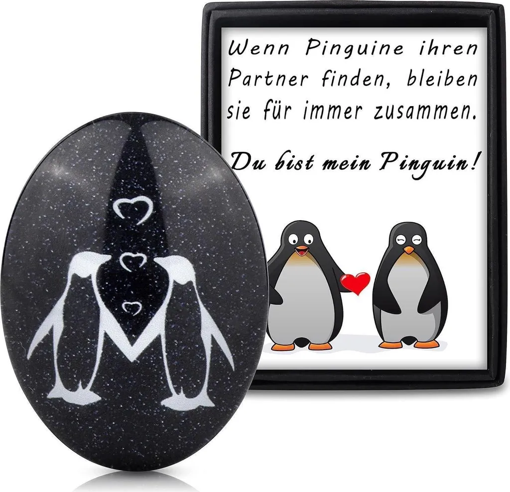 Statue de pingouins décorative en pierre - Objet d'art pour partenaires