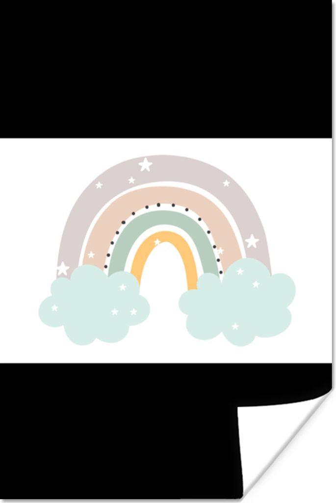 MuchoWow Poster Regenbogen - Sterne - Punkte - Wolken - Kinder 60x40 cm - Schlafzimmerdekoration