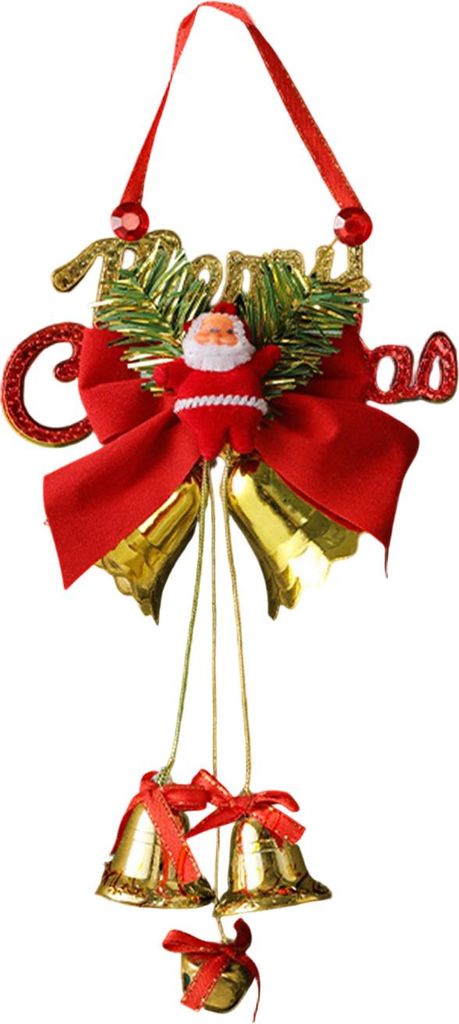 Weihnachtsglocken-Set aus Kunststoff mit Schleife und künstlichen Tannennadeln für Hochzeiten, Partys und Weihnachtsdekoration