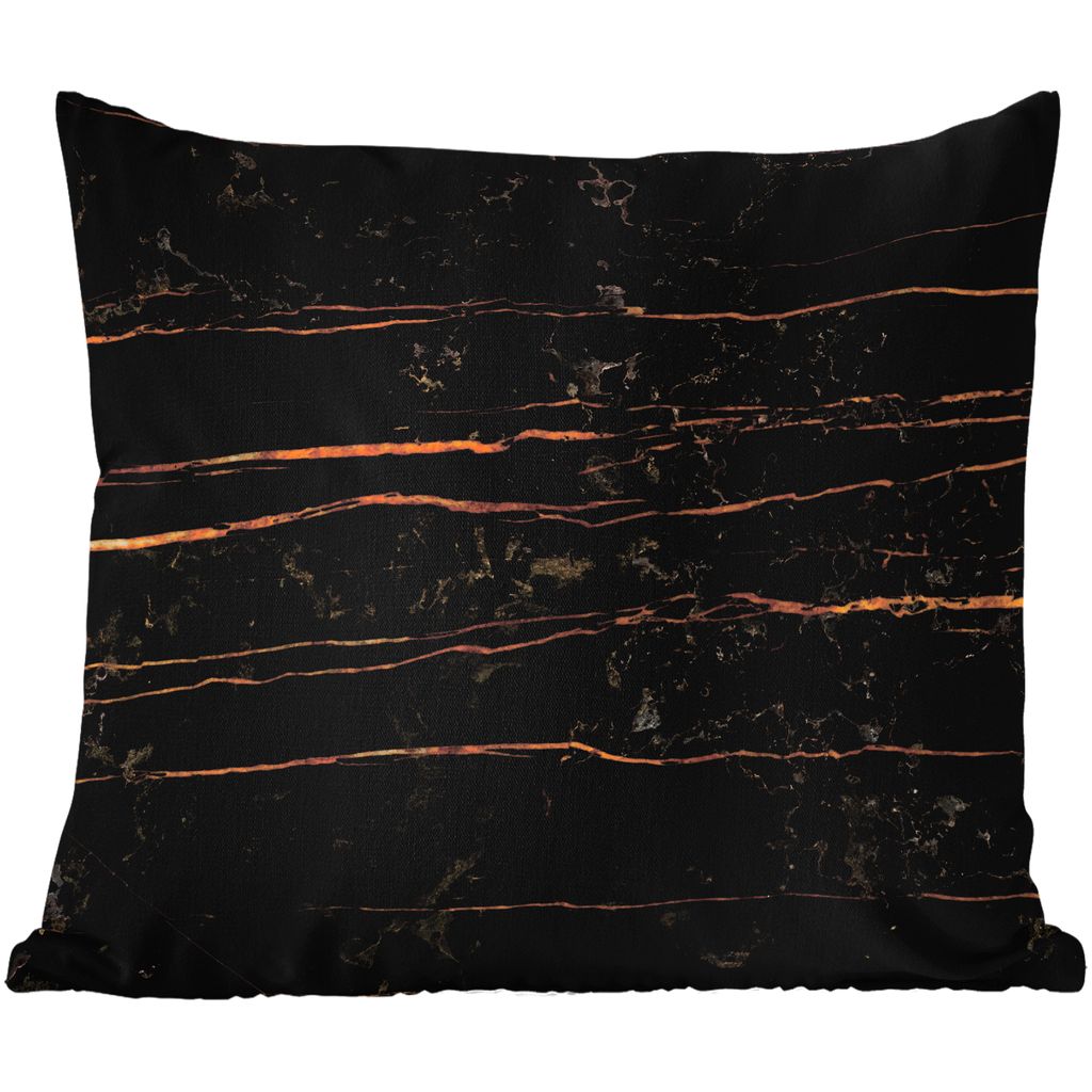 MuchoWow Outdoor Kissen - Marmor - Schwarz - Gold - Ader - 60x60 cm - Wetterfest - Lounge Kissen - Dekoration - Schlaf Kissen