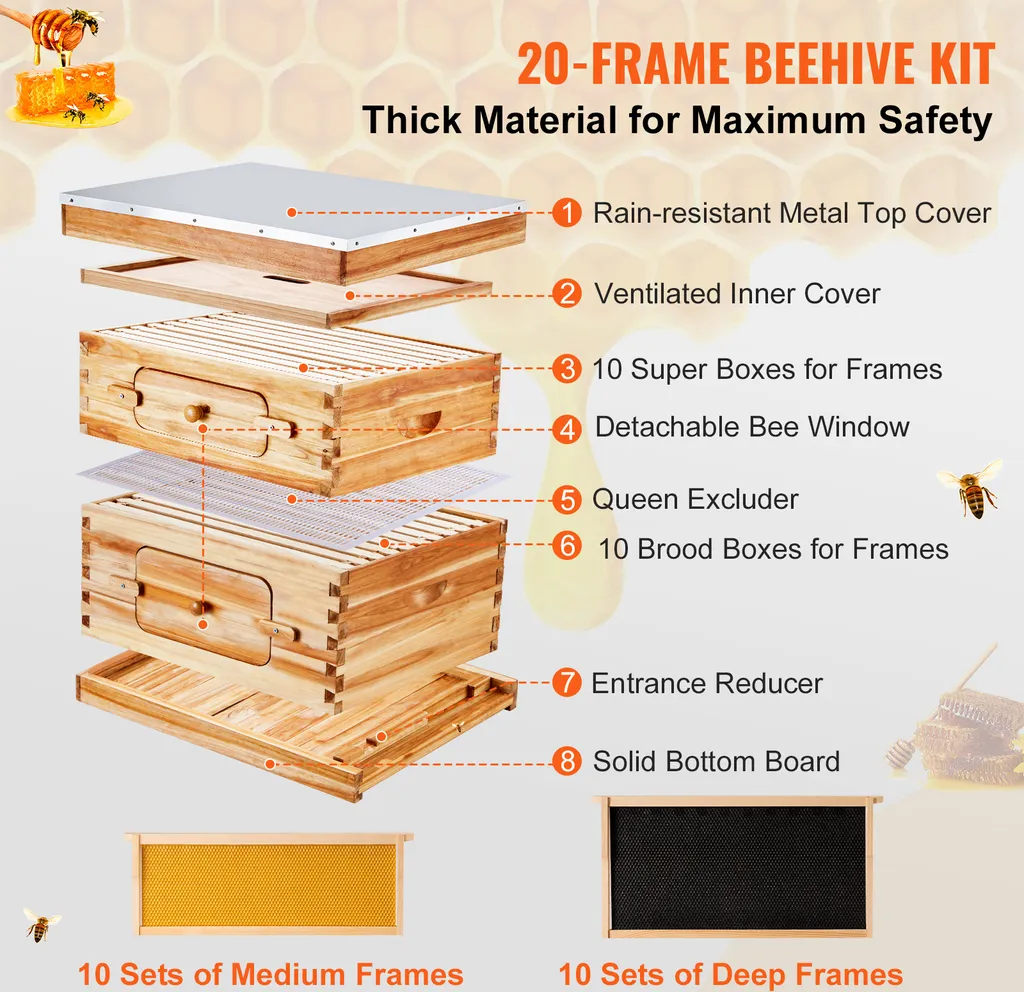 Kit Apiculture Débutant : Ruche Langstroth 20 Cadres Prête à l'Emploi