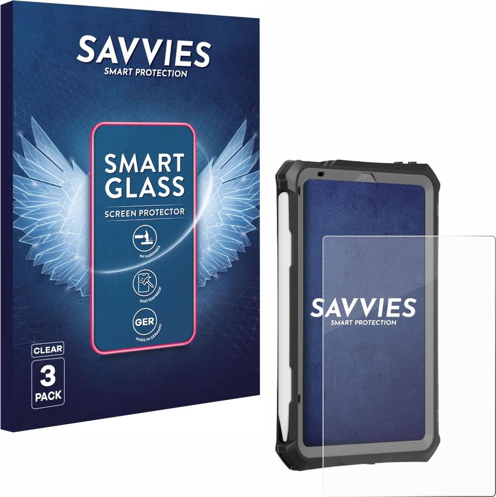 3x Savvies Schutzglas Folie für Apple iPad Mini 7 2024 (case-friendly) 9H Panzer Schutzfolie Glas Displayschutz klar transparent