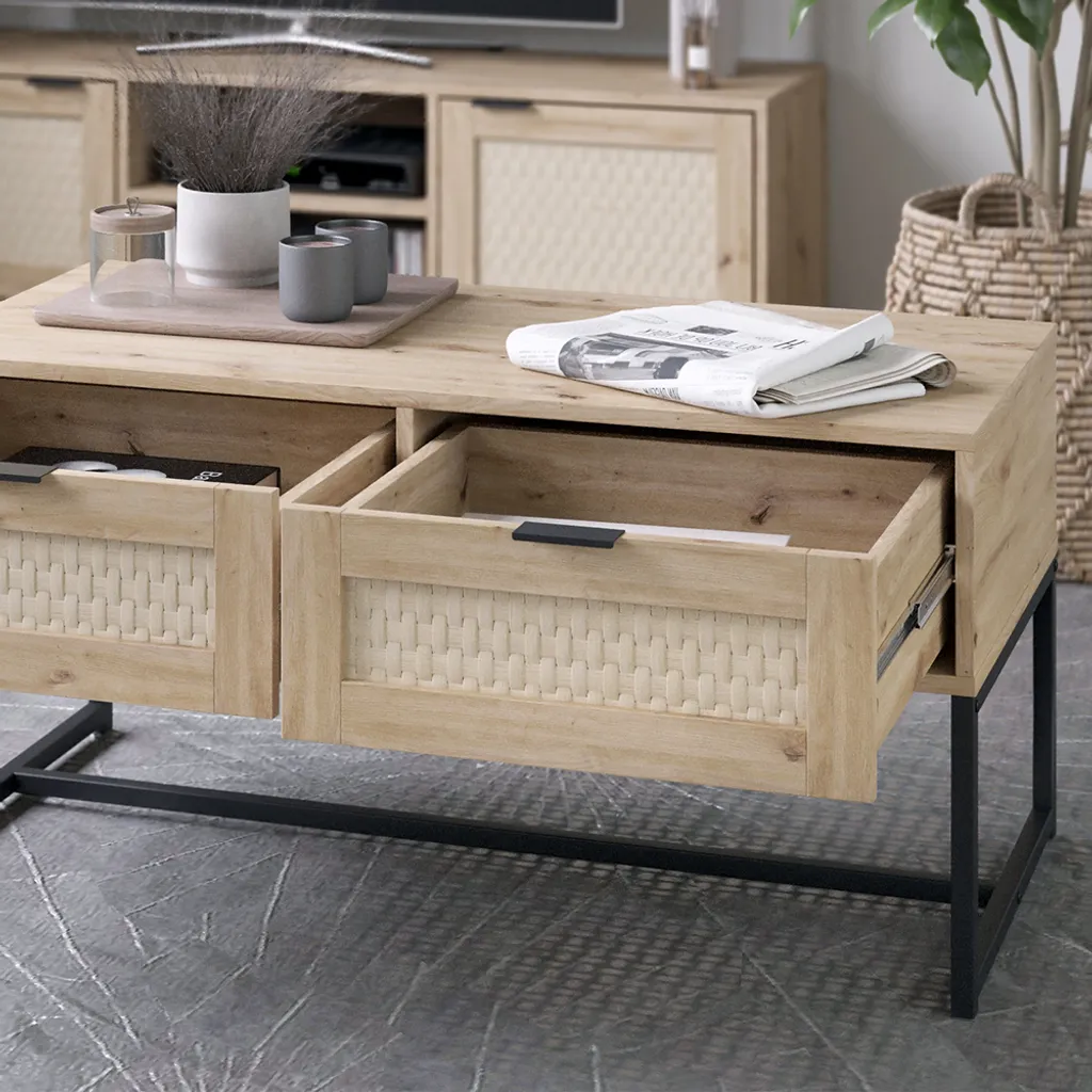 Optimisation rangement : Commode 100x48 cm Vicco Natal Sonoma 2 tiroirs