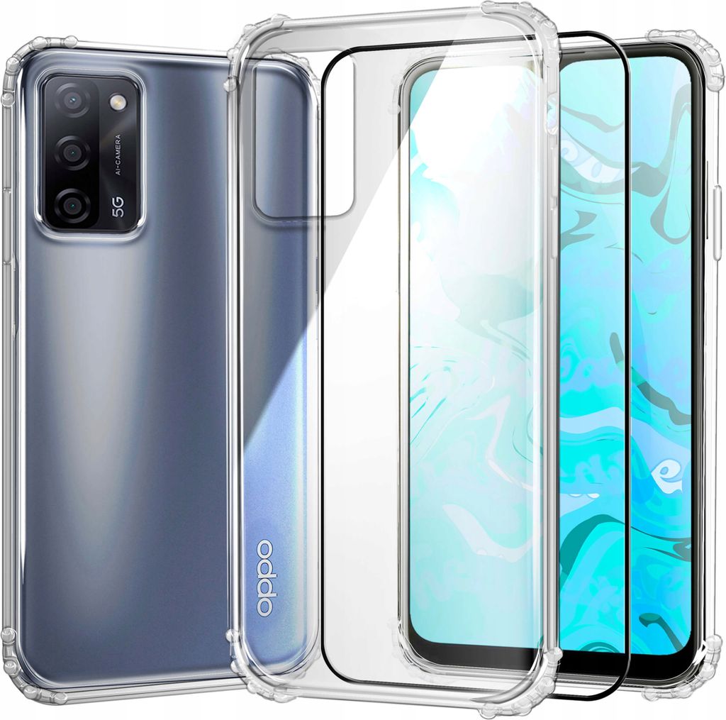 Schutzhülle Klar für OPPO A55 5G hülle hüllen Transparent Slim Cover Clear Case Durchsichtig Bumper + Schutzfolie Glas