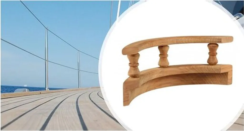Main Courante Bateau : Angle Extérieur 90° en Teck pour Sécurité Reling