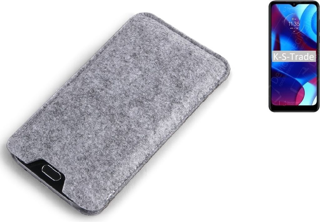 K-S-Trade Filz Handyhülle kompatibel mit Motorola Moto G Pure Schutzhülle Filztasche Filz Tasche Case Sleeve Handy Hülle Filzhülle grau