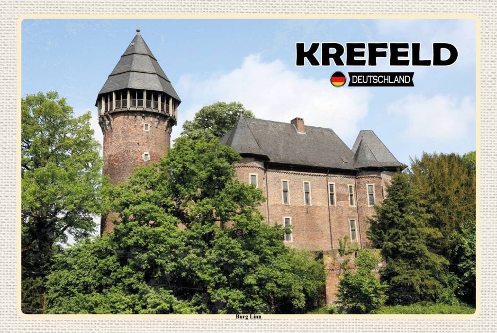 vianmo Holzschild 12x18 cm Krefeld Burg Linn Schloss Bildmotiv Reisemotiv Abenteuer Reisen