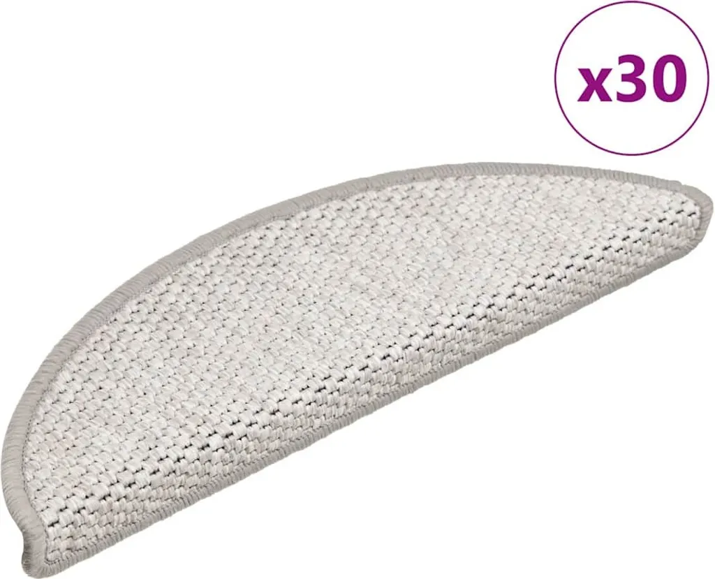 Marchettes d'escalier aspect sisal 30pcs Platina 56x17x3cm Gris Chic