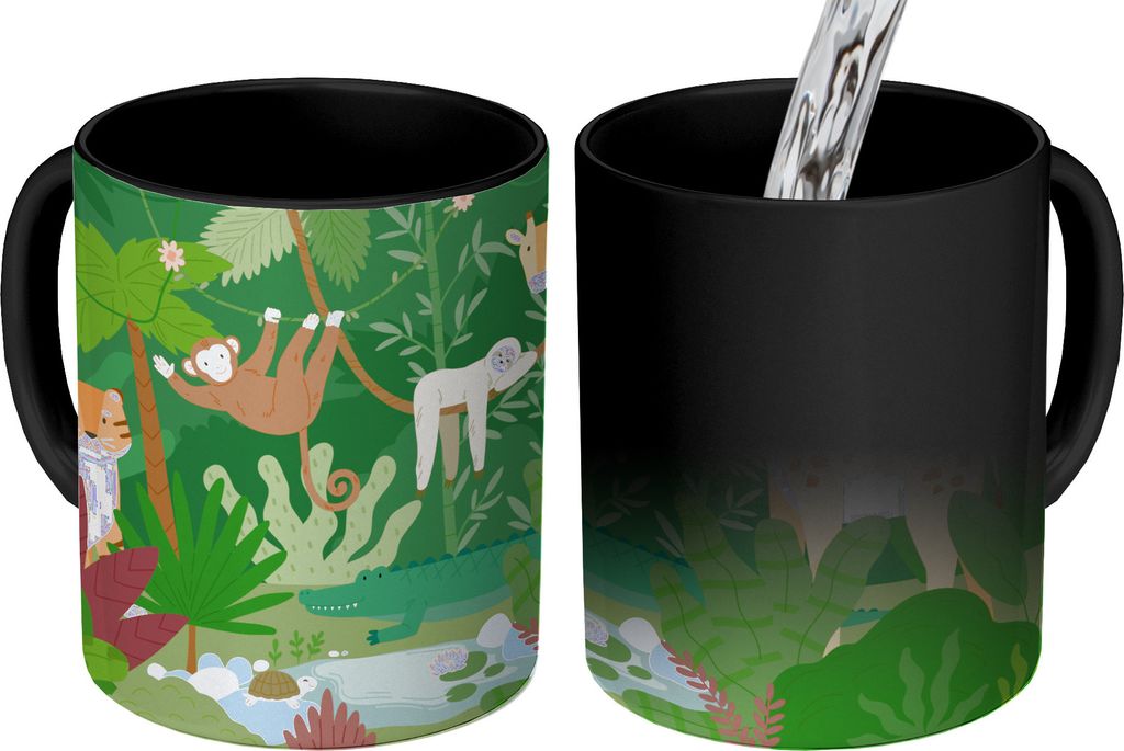 MuchoWow Zauber Tasse Zaubertasse Magic Dschungel - Giraffe - Rebe 350 ml Farbwechsel Becher Geschenk Geschenkidee - Magic-Tasse - Fototasse - Ke...