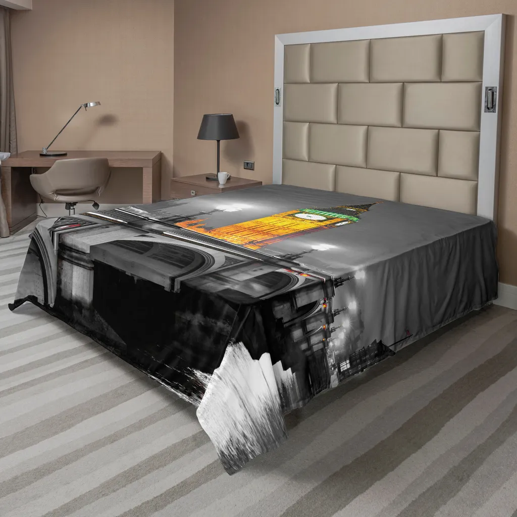 Drap de dessus thème Londres pour décoration de chambre urbaine 275cm