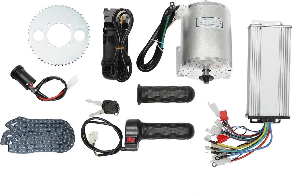 Elektromotor Set - Bürstenlos 3000 W 48–72 V - Mit Controller & Gasgriff - Für E-Scooter & E-Bike - Schwarz