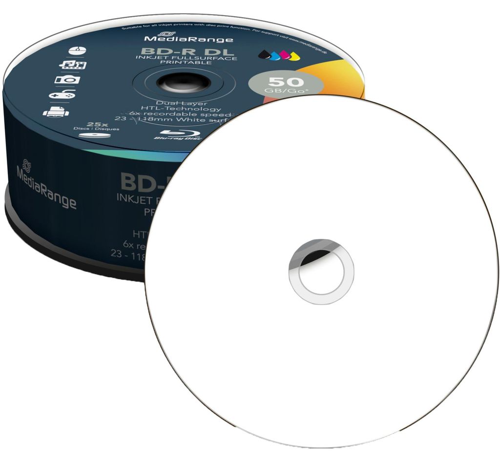 MediaRange MR510, 50 GB, BD-R DL, Tortenschachtel, 25 Produktbild 