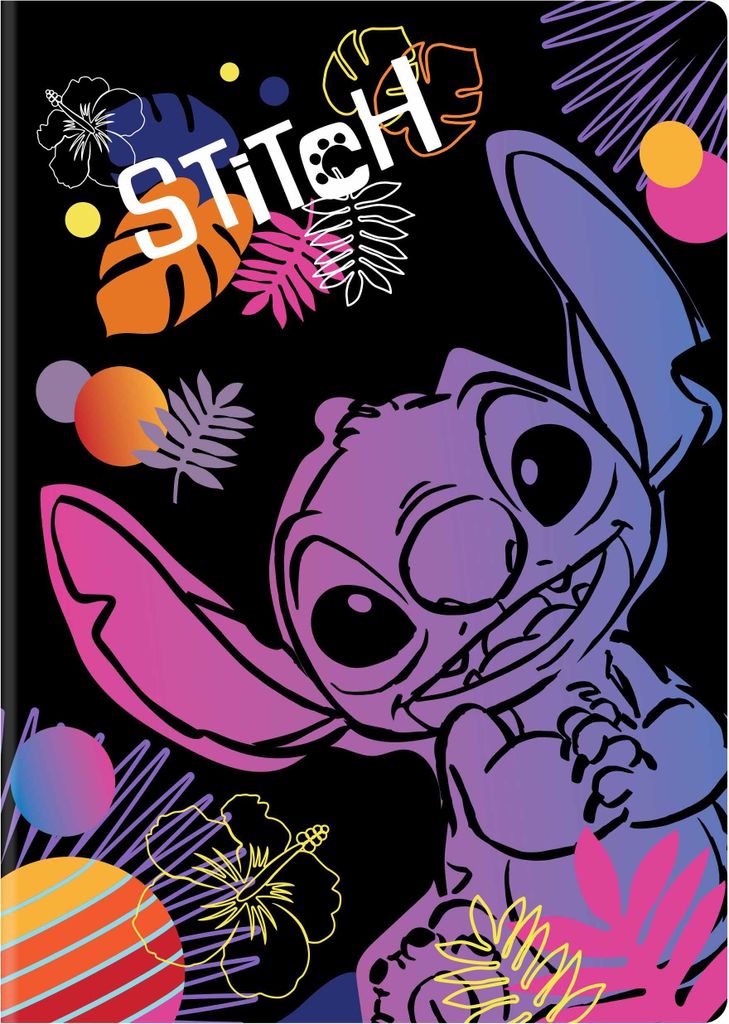 Disney Black. Notizbuch im A5-Format, 3-linig, farbig. 32 Seiten. Stitch 1 – Patio