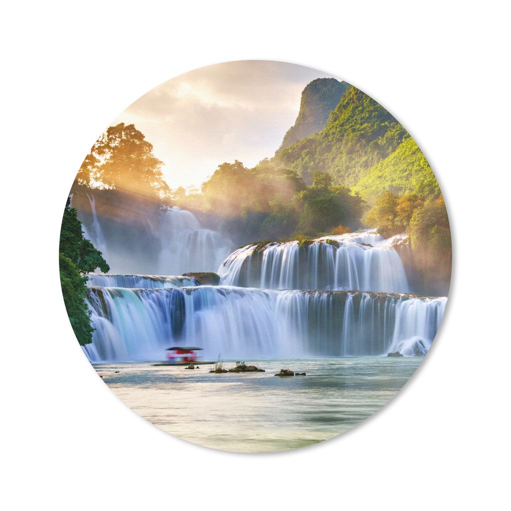 MuchoWow Mauspad Mousepad Wasserfall - Pflanzen - Sonne - Wasser - Natur 30x30 cm - Mousepads - Maus Mat - Pad - Mausunterlage - Tischunterlage -...