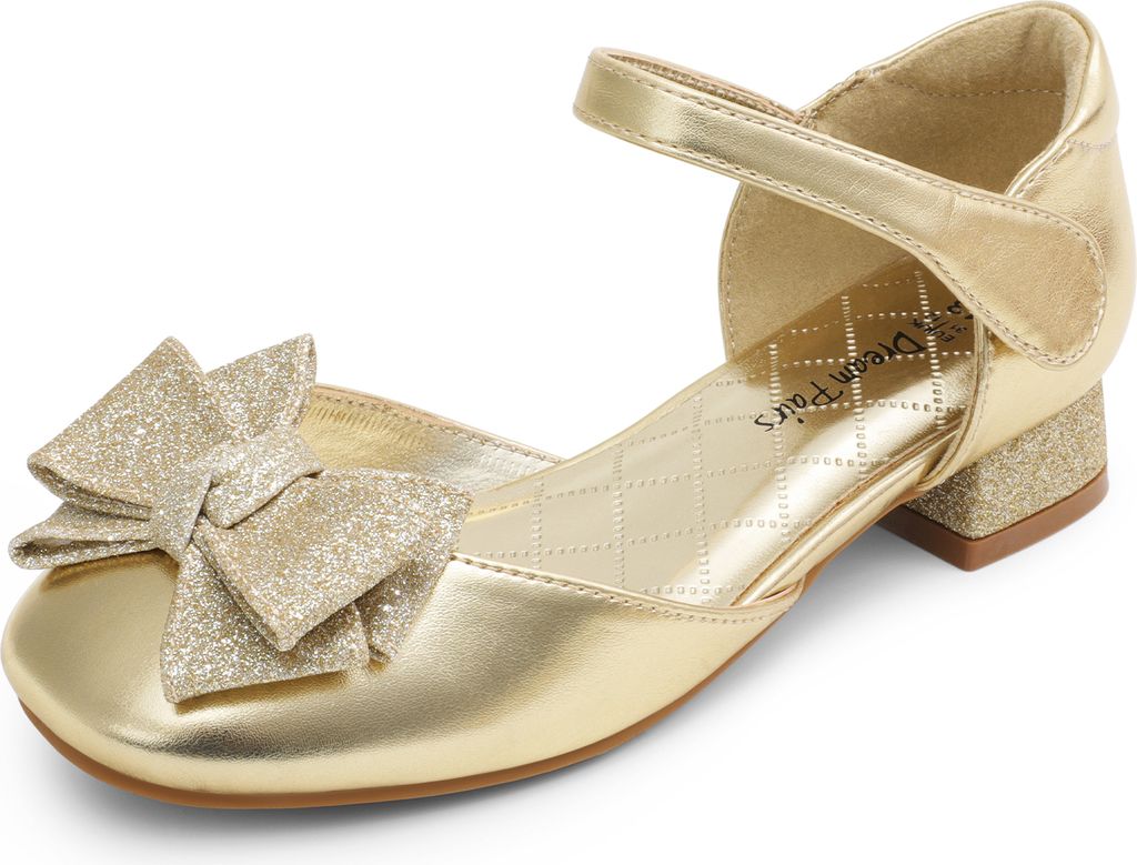DREAM PAIRS mädchenschuhe Mädchen Ballerinas Kommunionschuhe Prinzessinnen Schuhe Flache Schuhe Mary Jane festlicheschuhe Schleife,Farbe: GOLD, G...