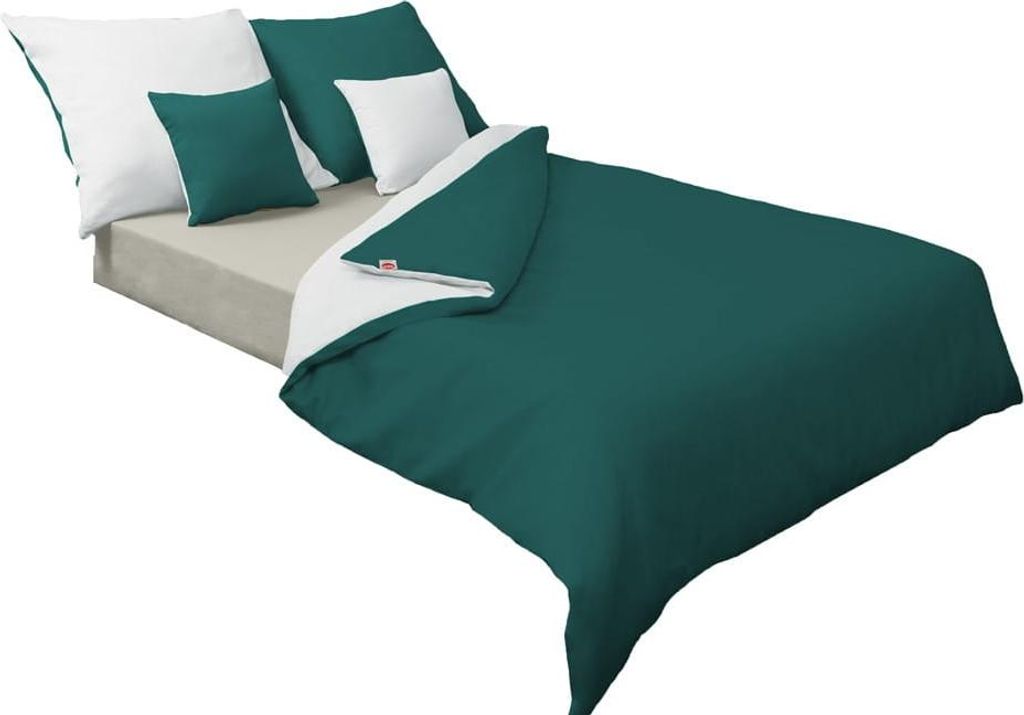 Satin-Bettwäsche 140x200 DOUBLE FACE Grün und Esche