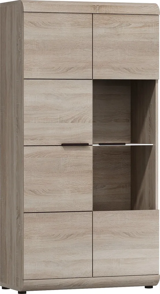Vitrine LUVERNE chêne Sonoma en bois et verre - Colonne de rangement