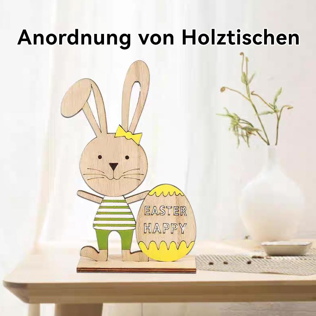 2 Stück Holzhasen Dekoration Oster Aufsteller Hasenfiguren für Etageren Tischdeko