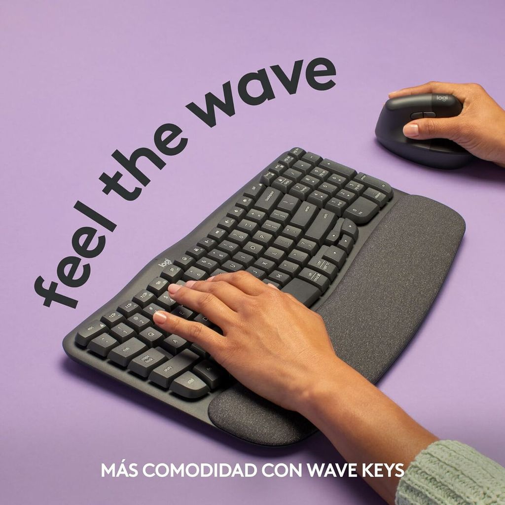 Logitech Tastatur Computerzubehor Wave Keys Kabellose Ergonomische Tastatur Grafit