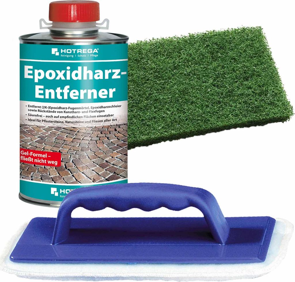 HOTREGA Epoxidharz Entferner Epoxidharz Entfernung Innen und Außen 1 L + Handpad Halter + Handpad