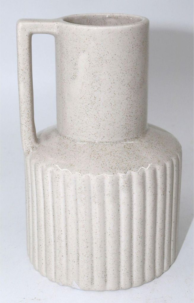 Porzellanvase mit Henkel 10,2x10,2x16,2 cm moderne Design Vase Blumenvase dekorativ kompakt