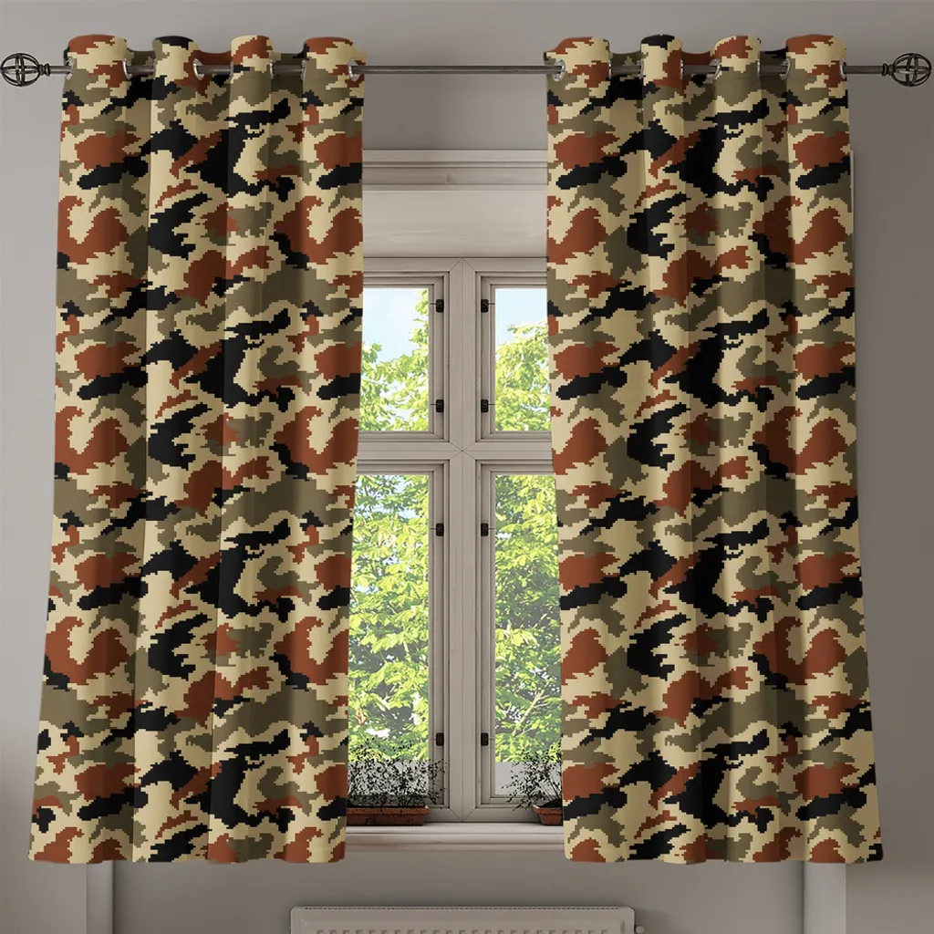 Rideau de décoration Camouflage pour chambre d'ado et bureau 280x245cm