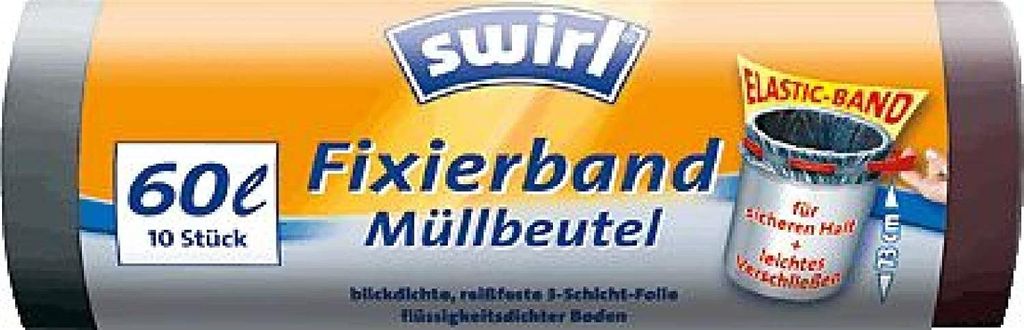 Swirl 4006508174171, 10 vuilniszakken met plakstrip, zwart, Productafbeelding 