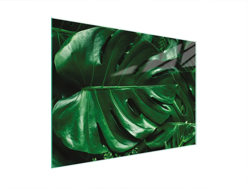 Tagliere Vetro Temperato 30x22 Monstera Verde | Copriforno Multiglass