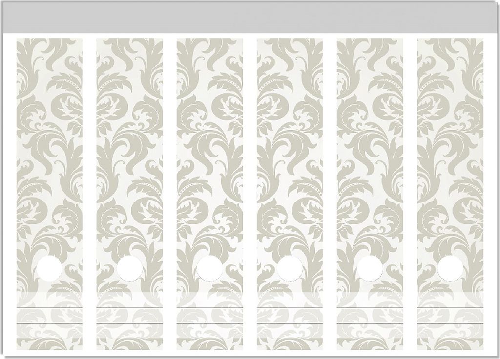 Wallario Ordnerrücken Sticker, selbstklebend für breite Ordner, 6 Stück, Motiv Königliche Schnörkelei in weiß und beige