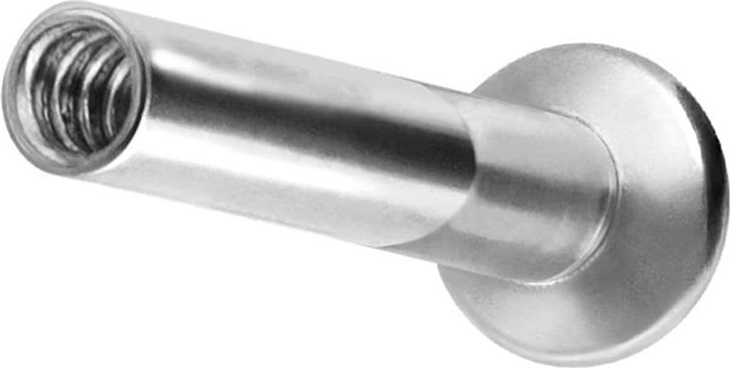 Ohrpiercing, Nasenpiercing Titan Triple Piercing Mini Labret mit Innengewinde ohne Kugel Silber Stablänge: 5mm