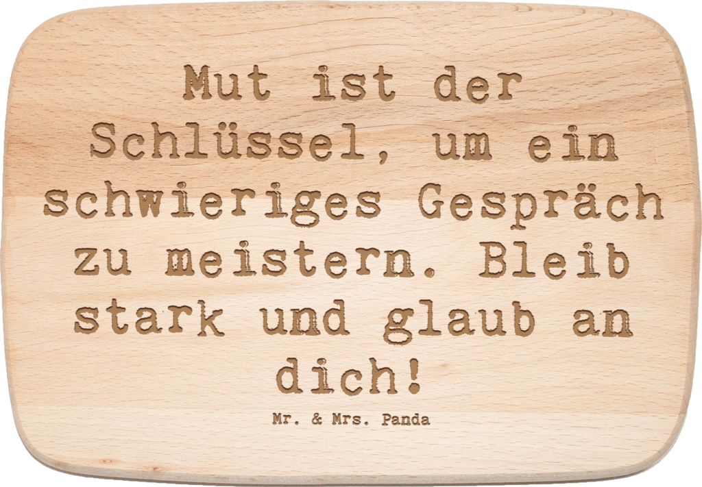 Mr. & Mrs. Panda Schneidebrett Spruch Ein schwieriges Gespräch führen - Transparent - Geschenk, Frühstücksbrett, meistern, stark bleiben, Holzb...